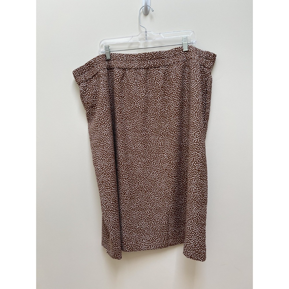 J. Crew women's midi skirt brown white polka dots pockets side slit 3X
